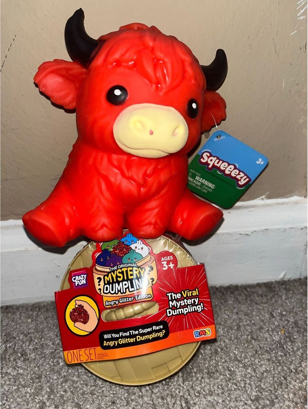 Red Squishy Bundle Squeezy Highland Cow RMS Angry Glitter Mystery Dumpling Viral